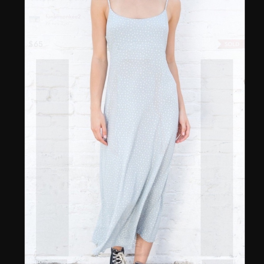 BRANDY MELVILLE PALE BLUE AND WHITE FLORAL MAXI COLLEEN DRESS